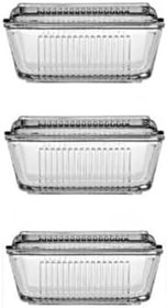 Resim Paşabahçe Tereyağlık Kahvaltılık Cam Saklama Kabı 3'lü Set 97711 