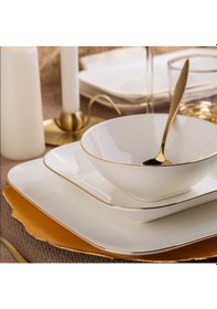 Resim Kütahya Porselen Bone Minas 51 Parça Yemek Takımı Altın Fileli 