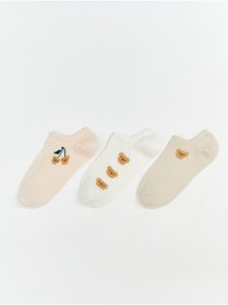 Resim LC Waikiki Pembe Baskılı Kadın Sneaker Çorap 3'lü 