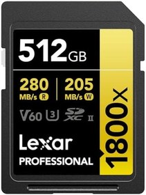 Resim Lexar Gold Serisi Profesyonel 1800x 512GB SDXC UHS-II U3 Hafıza Kartı 