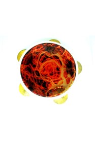 Resim Unosell Elde Dövme Zilli Tef Remo Derili 22 cm, Tef Tambourine Riq Marine W / Cymbals 