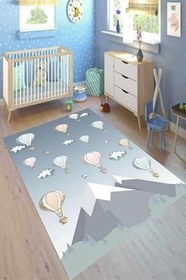 Resim Cotton Şönil Kaymaz Tabanlı Yıkanabilir Antibakteriyel Dijital Baskı Çocuk Halısı, CK-10033A-CTN-80X150 