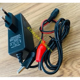 Resim Ata Elektronik Oyuncak Akülü Araba Jeep Motor Atv Uyumlu - 12 Volt Akü Şarj Cihazı Şarz Aleti Adaptör 