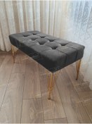 Resim Modern Dilim Puf Ayakucu Puf Gold Metal Ayak 100 45 Antrasit 