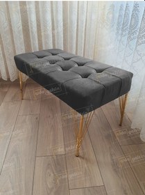 Resim Modern Dilim Puf Ayakucu Puf Gold Metal Ayak 100 45 Antrasit 