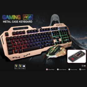 Resim Hsc Bilişim Aydınlatmalı Metal Kasa Q Rgb Mouse Klavye Set Concord C-58 