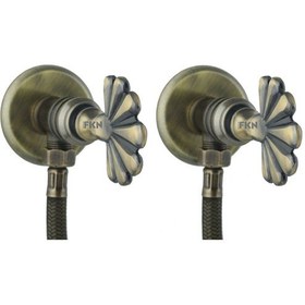 Resim Fkn İkili Tavroz Spiralli Antik Taharet Musluk Antik 