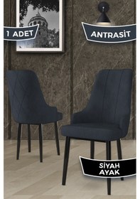 Resim Canisa Trex Serisi 1.sınıf Babyface Kumaş Siyah Metal Ayak 8 Adet Antrasit Sandalye Gri 