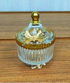 Resim Elta Collection Yeni Model Gold Metal Ayaklı Kapaklı Kelebekli Şekerlik Sunumluk Çerezlik Hediyelik Gold 