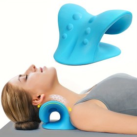 Resim 1 adet Mavi Ergonomik Boyun Yastığı, Omuz Masajı için - Yumuşak Köpük Doldurmalı Omurilik Rahatlatıcı, Ev Kullanımı ve Uyku Desteği için İdeal, Mükemmel Noel Hediyesi, Uyku Yastığı 