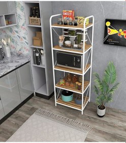 Resim Başak Beyaz 5 Katlı Çok Amaçlı Raf Düzenleyici Mikrodalga Kavanoz Rafı Mutfak Rafı 