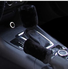 Resim Araba Konfor İnce Peluş Araba El Freni Yatak Örtüsü Seti İki Set Kış Sıcak Black Black 