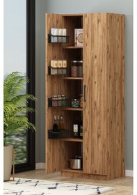 Resim Tiba Erzak Dolabı 4 Sepet Raflı 180 Cm Çok Amaçlı Dolap Banyo Dolabı Atlantik Çam Atlantik Çam 