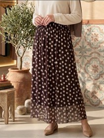 Resim nurvina modest wear Astarlı Puantiye Desen 38/42 Beden Uyumlu Beli Lastikli Tül Etek 