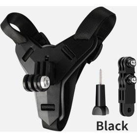 Resim Siyah Ve Montaj-motosiklet Kask Çene Standı Montaj Tutucu Gopro Hero 10 9 8 7 6 5 4 3 Xiaomi Yi Spor Kamera Tam Yüz Tutucu Aksesuar 