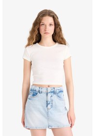 Resim Defacto Yüksek Bel Yıkamalı Cepli Jean Şort Etek E0566ax25smnm39 Mavi 