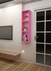 Resim Dekormer Design Duvar Rafı Pembe Yatay-Dikey Kitaplık Tek 