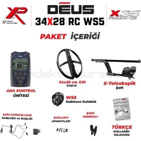 Resim XP Dedektör Deus Dedektör - 34X28CM X35 Başlık, Ws5 Kulaklık, Ana Kontrol Ünitesi 