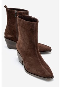 Resim Lexıa Kahverengi Süet Hakiki Deri Kadın Western Bot Kahverengi 