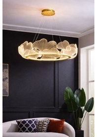 Resim Paris Model Gold Kaplama 3 Renk Metal Salon Mutfak Oturma Yatak Odası Modern Led Sarkıt Avize Gold 