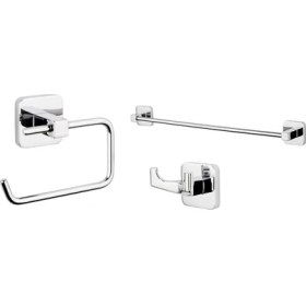 Resim Tema Kare Üçlü Set (Havluluk - Askılık -Tuvalet Kağıtlığı) 