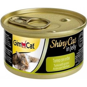 Resim Gimcat ShinyCat Jel İçinde Ton Balıklı ve Çimenli Konserve Yetişkin Kedi Maması 12 x 70 G 