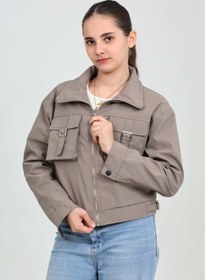 Resim Pantulux Kız Çocuk Siyah Cepli Ceket Fermuarlı Modern Model Günlük Çocuk Üst Giyim-MNT-0033 
