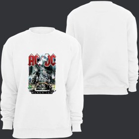 Resim ACDC Baskılı Unisex Bisiklet Yaka Sweatshirt BEYAZ XL 