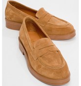 Resim Pline Toprak Süet Hakiki Deri Kadın Loafer Ayakkabı Toprak 