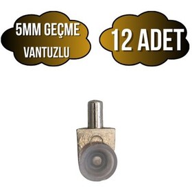 Resim Metal Vakumlu 5mm Geçme Raf Pimi Vantuzlu Dolap Raf Altı Pimi 5mm Vantuzlu Metal 12 Adet Krom 