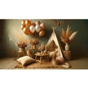 Resim Venspor Vintage Tarzı Çadır ve Balon Arkaplan, 200x150cm, Fon, Duvar Örtüsü 