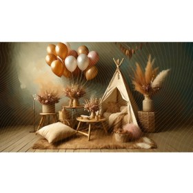 Resim Venspor Vintage Tarzı Çadır ve Balon Arkaplan, 200x150cm, Fon, Duvar Örtüsü 