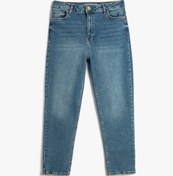 Resim Yüksek Bel Kot Pantolon Hafif Dar Kesim - Mom Slim Jean 