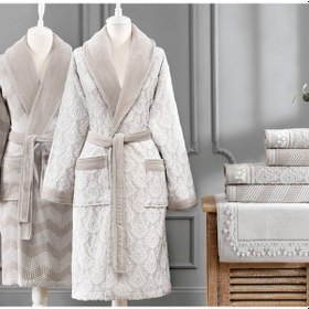 Resim Özdilek Pamuklu 7 Parça Aile Bornoz Seti-tappeto Krem Krem Krem 