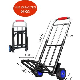 Resim Fujika Yeni Nesil Portatif 95KG Taşıma Kapasite Katlanır El Arabası Koli Yük Eşya Paket Taşıma 