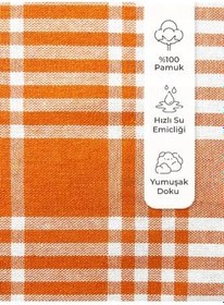 Resim Pöti Kareli 3'lü Kurulama Bezi Turuncu 45x70cm Turuncu 