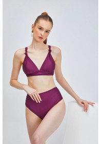 Resim Too Salty Swimwear Kadın Toparlayıcı Yüksek Bel Arkadan Ayarlı Bikini Takımı 24s105st Mürdüm 