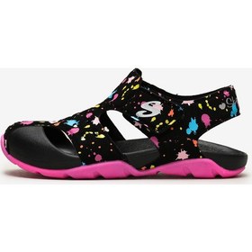 Resim Skechers Siyah - Pembe Kız Çocuk Sandalet 86428L BKHP SIDE WAVE 