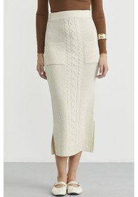 Resim Cep Detaylı Uzun Triko Etek - Taş Taş 