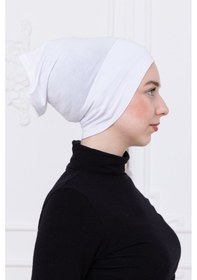 Resim Loggia Pratik Boru Bone Beyaz Geçmeli - Kaymaz Önü Dikişsiz Kadın Tesettür Hazır İç Bone Beyaz 