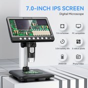 Resim inskam 7-Inch 10-1200X Zoom Dijital Mikroskop 8 Ayarlanabilir LED Işıkla, HD Fotoğraf ve Video Mikroskobu, PC Uyumlu, İngilizce, Pil ve USB Güçlü, Eğitim Araştırması, Madeni Para Değerlendirmesi, Biyolojik Keşif ve Lehimleme İçin 