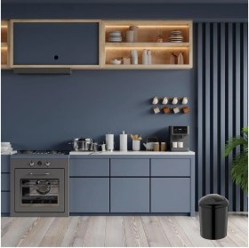 Resim Şık 15 Litre Siyah Kelebek Kapaklı Çöp Kovası, Banyo, Mutfak ve Ofis Kullanımı 