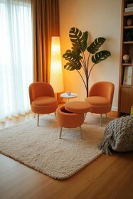 Resim Zinnet Design Bella Oturma Takımı–İkili Koltuk, İki Adet Berjer ve Bir Adet Sandıklı Puf, Ofis & Salon Kullanımı 
