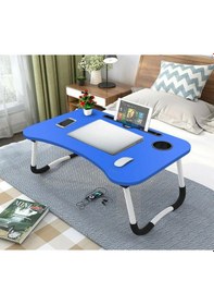 Resim Laptop Sehpası Masası Katlanabilir Yatak Koltuk Üstü Mavi Renk 