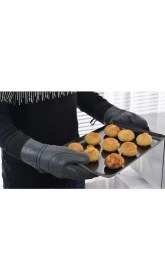 Resim Kitchen Design Lab Gri Silikon Yanmaz Yapışmaz Isı Yalıtımlı Mutfak Fırın Eldiveni, Döküm Tencere Sahan Tutacağı, 37 cm 