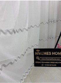 Resim Nivemeshome Perlina Gümüş 1/3 Pileli Tül Perde Apm Gümüş 