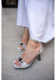 Resim Miki Toka Detaylı Bilek Bağlı Kadın Topuklu Ayakkabı Silver Gümüş 