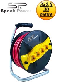 Resim Spech Power Sertifikalı Seyyar Kablo 3,2 x 30 Metre Bakır Kablo 4 Prizli Makaralı Kablo 