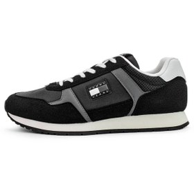 Resim Tommy Hilfiger Erkek Kumaş Kombinli Koşu Stili Sneaker - Siyah 