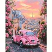 Resim RUOPOTY Yetişkinler için Sayı ile Boyama - Pembe Vintage Arabalı Paris Gündoğumu, Başlangıççılar için DIY Tuval Boyama Kiti, 40.64x50.8 cm Çerçevesiz Tuval 